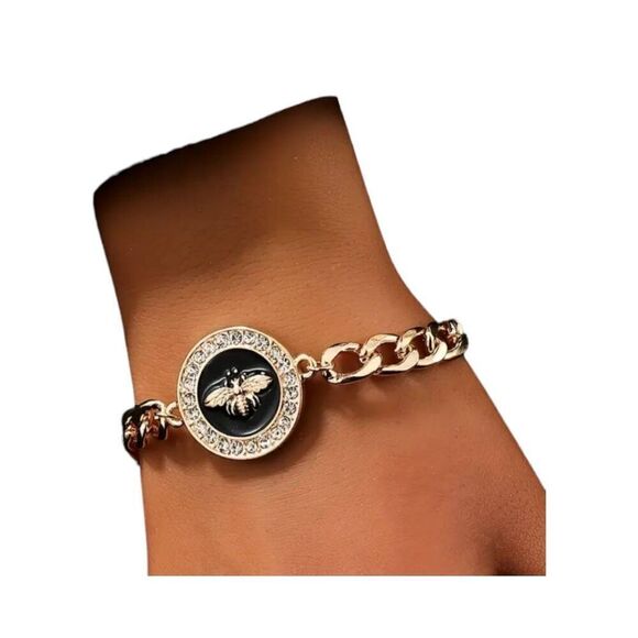 Bee Circle Charm Bracelet Elegant Vintage-Inspired Design NEW - Picture 3 of 3